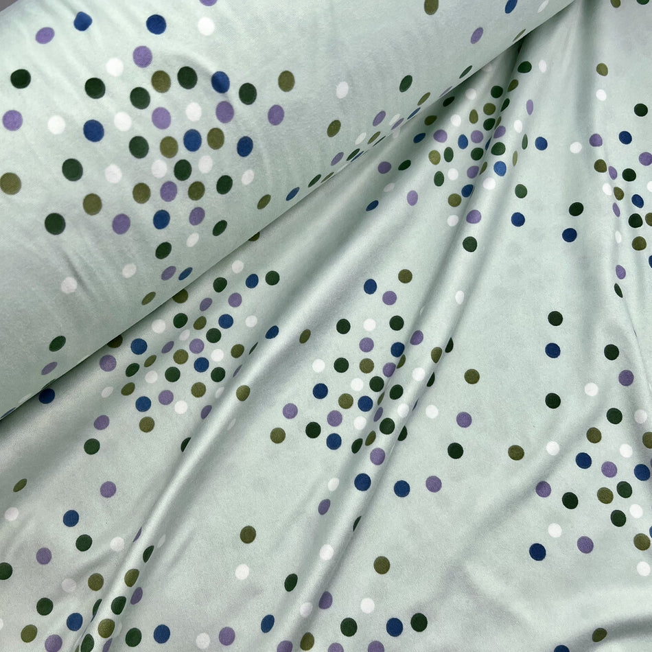 Double Brushed Polyester (DBP) - Light Moss Confetti Dots